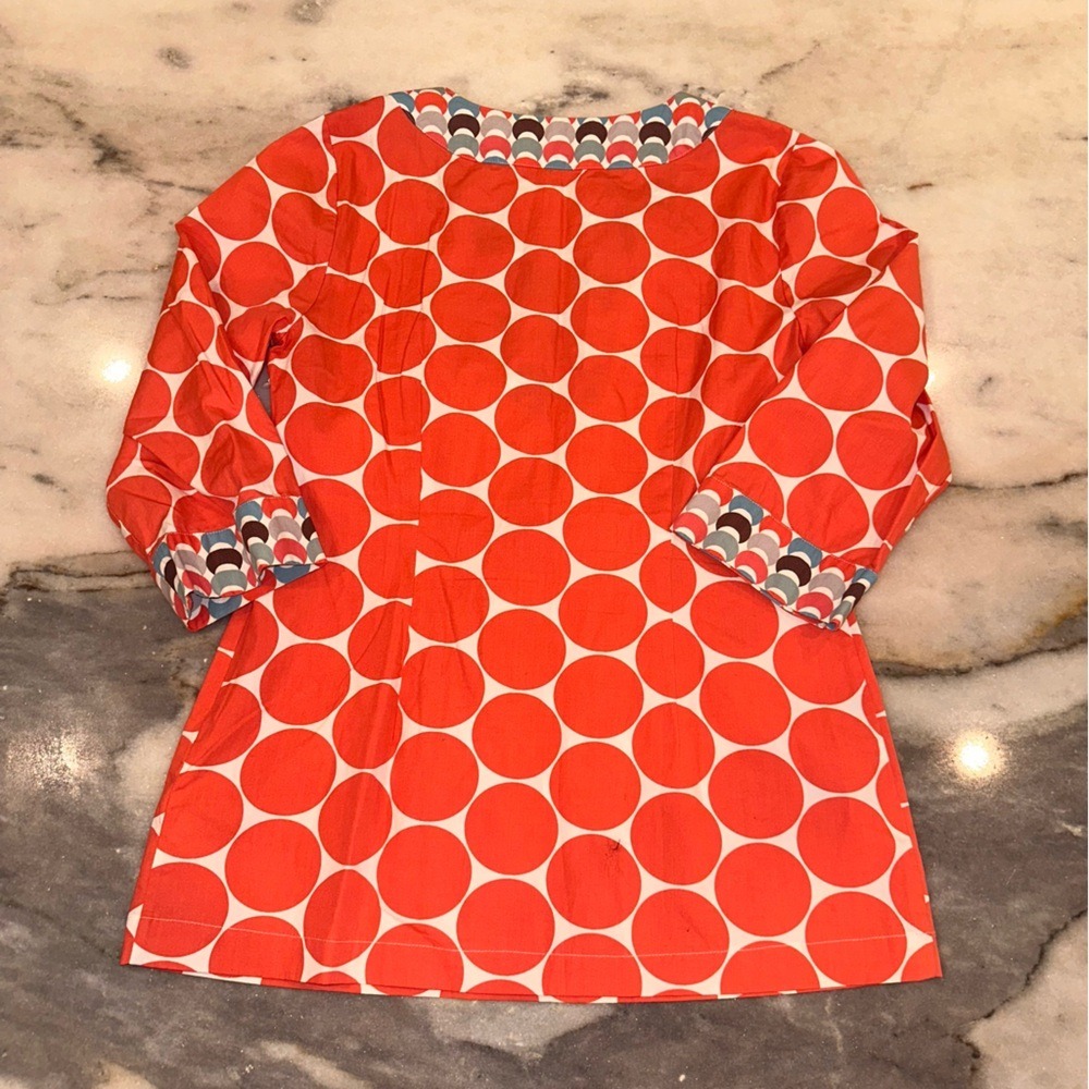Boden‎ Size 6 Red Orange Mixed Pattern Polka Dot Women's Top Tunic - Picture 10 of 10